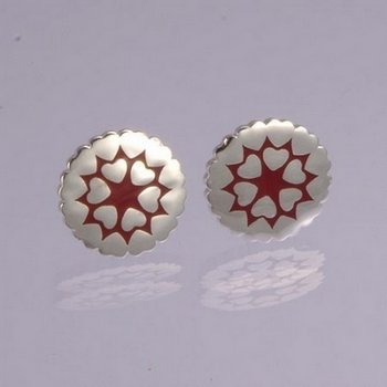 Red Enamel Crown of Hearts Earrings