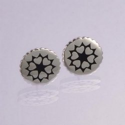 Black Enamel Crown of Hearts Earrings