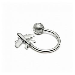 Plane And Globe Key Ring