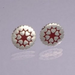 Red Enamel Crown of Hearts Earrings